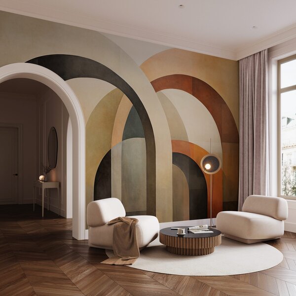 Fototapety Abstraktní texturované geometrické oblouky v zemitých tónech béžové,, Fototapety 3D, Fototapety 3d geometrické tvary, w09611 : uwalls.cz