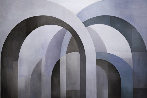 Fototapety Abstraktní texturované geometrické oblouky v odstínech modré, černé, Fototapety 3D, Fototapety 3d geometrické tvary, w09611v1 : uwalls.cz
