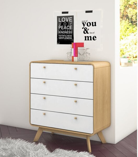 Vysoká komoda v dekoru dubu v bílo-přírodní barvě 80x88 cm Caitlin – Støraa