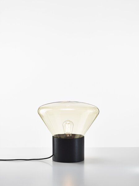 Designová lampa Brokis Muffins Wood PC849, 1xE27 Barva skla: Šedá kouřová - transparentní sklo, Podstava: dub evropský - surový