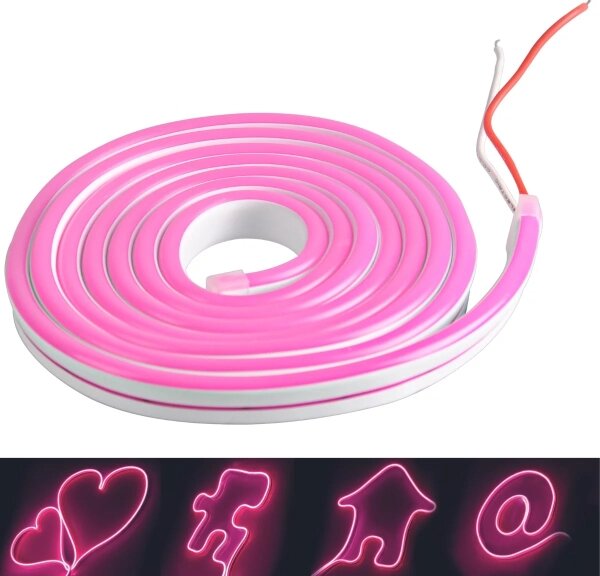 LED Pásek NEON 2 m LED/17W/12V IP65 růžová