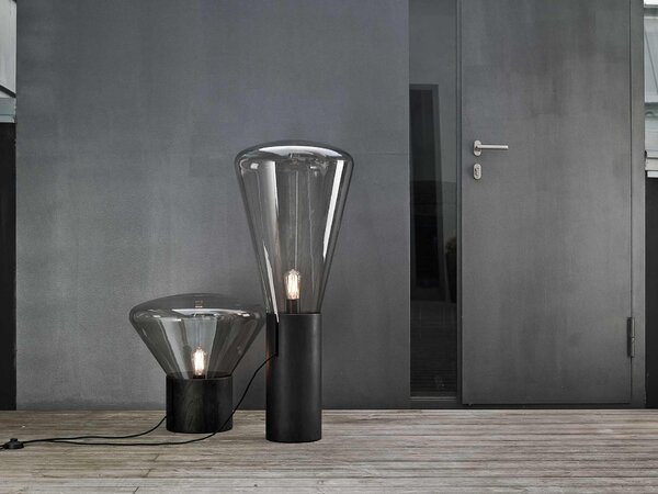 Designová lampa Brokis Muffins Wood 02 PC850, 1xE27 Barva skla: Transparentní sklo, Podstava: dub evropský - surový