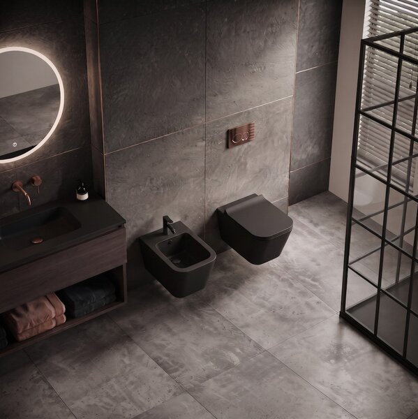Erga Mery, závěsný bidet 520x360x300 mm, černá matná, ERG-V03-MERY-BD-BK