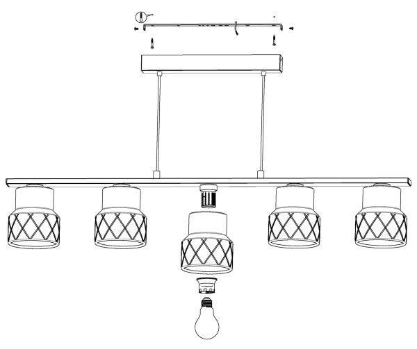 Eglo 39855 - Lustr na lanku HILCOTT 5xE27/40W/230V