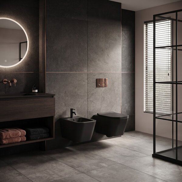 Erga Mery, závěsný bidet 520x360x300 mm, černá matná, ERG-V03-MERY-BD-BK