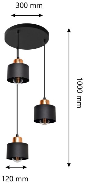 Lustr na lanku EDISON 3xE27/15W/230V