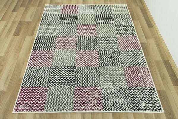 Balta Kusový koberec LUNA 503568/56935 fialový Patchwork Rozměr: 120x170 cm
