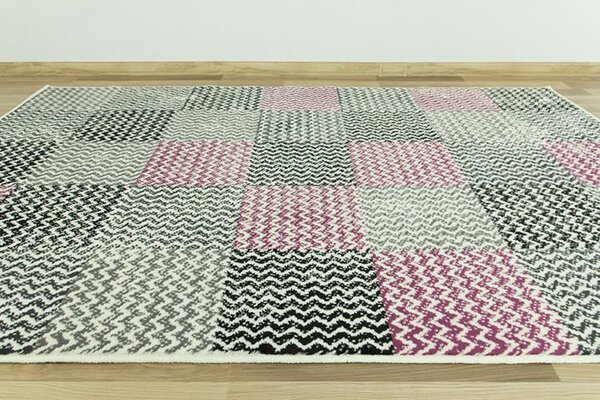 Balta Kusový koberec LUNA 503568/56935 fialový Patchwork Rozměr: 120x170 cm
