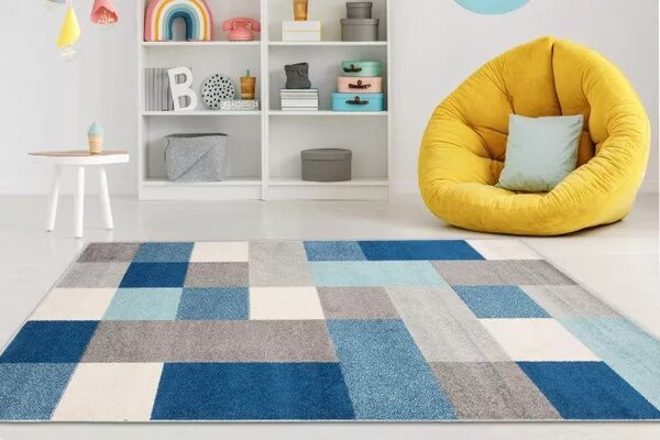 Makro Abra Kusový koberec LAZUR C574B Kostky šedý modrý Rozměr: 240x330 cm