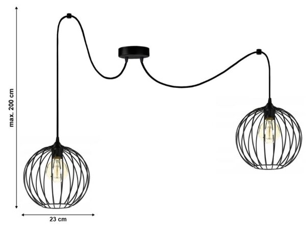 Lustr na lanku MATT 2xE27/60W/230V pavouk