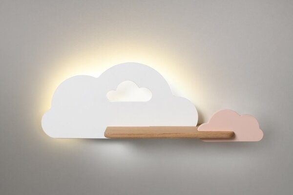LED Dětské nástěnné svítidlo s poličkou CLOUD LED/5W/230V bílá/růžová