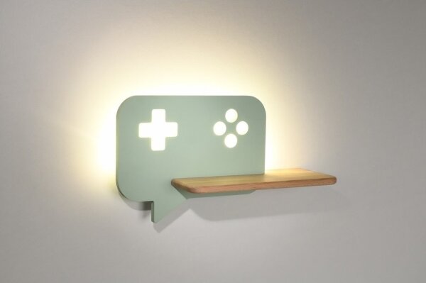 LED Dětské nástěnné svítidlo s poličkou CONSOLE LED/5W/230V zelená