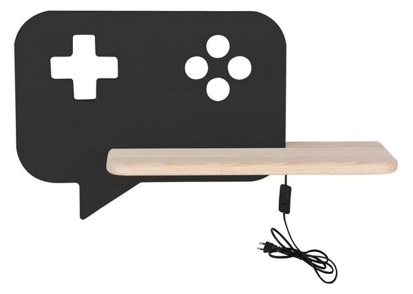 LED Dětské nástěnné svítidlo s poličkou CONSOLE LED/5W/230V černá