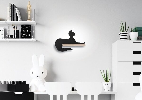 LED Dětské nástěnné svítidlo s poličkou BLACK CAT LED/5W/230V
