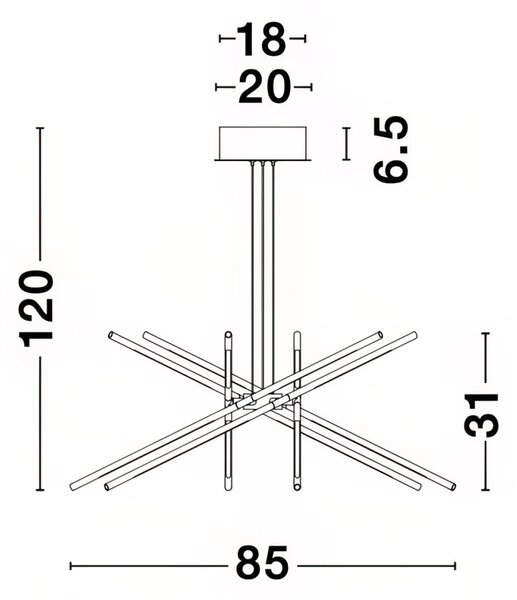 Černé kovové závěsné LED světlo Nova Luce Raccio 85 cm