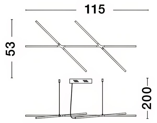 Černé kovové závěsné LED světlo Nova Luce Raccio 115 cm