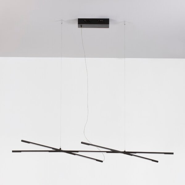 Černé kovové závěsné LED světlo Nova Luce Raccio 115 cm