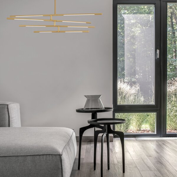 Zlaté kovové závěsné LED světlo Nova Luce Raccio 84 cm