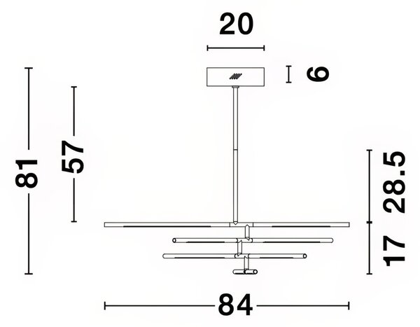 Zlaté kovové závěsné LED světlo Nova Luce Raccio 84 cm