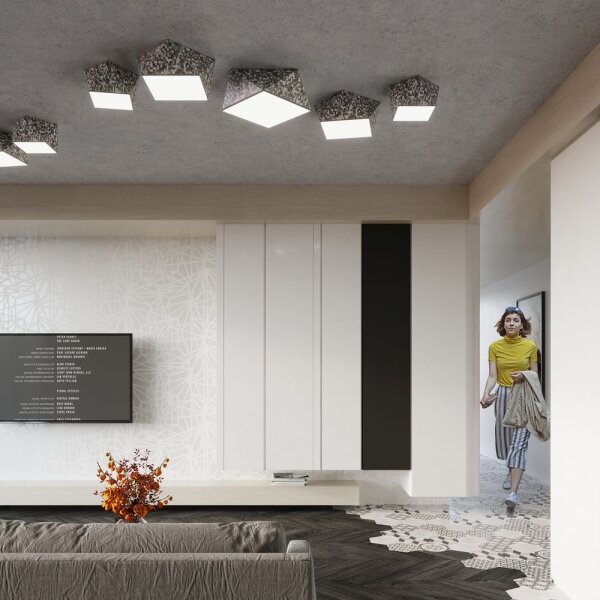 Sollux SL.0691 - Stropní svítidlo HEXA 2xE27/60W/230V stříbrná