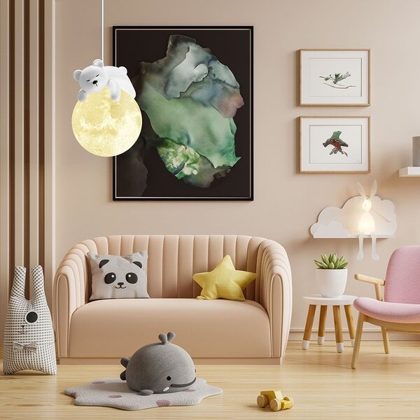 TooLight Dětský závěsný lustr White Bear bílý