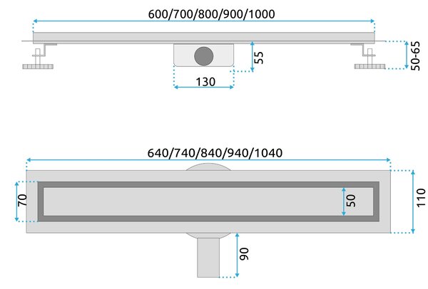 Lineární odtokový žlab Rea Neox Pro 60 cm zlatý