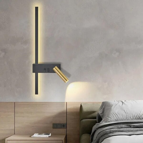 TooLight Nástěnné LED svítidlo APP1439-W pravé černo-zlaté/neutrální bílá