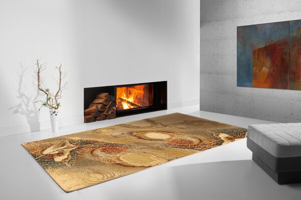 Vlněný koberec Agnella Isfahan Bellona Jantarový Rozměr: 100x180 cm
