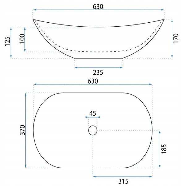 Umyvadlo na desku Basaro Westa 63 cm bílé