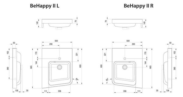 Ravak BeHappy II umyvadlo 66.5x50 cm klasický bílá lesk XJAP1100001