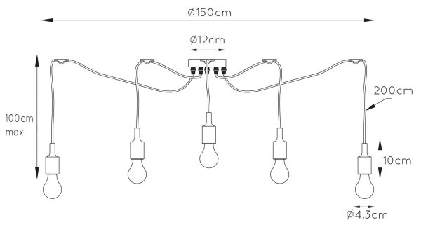 Lucide 08408/05/30 - Lustr na lanku FIX MULTIPLE 5xE27/60W/230V pavouk