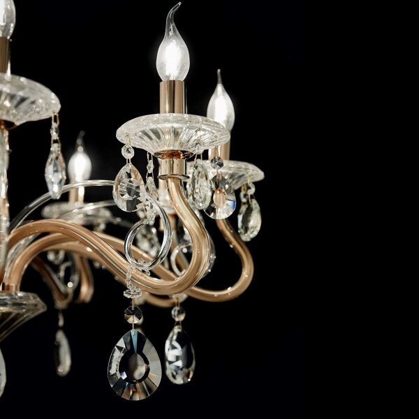 Ideal Lux - Lustr na řetězu NEGRESCO 10xE14/28W/230V pr. 85 cm zlatá