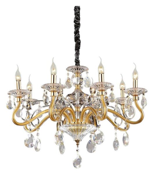 Ideal Lux - Lustr na řetězu NEGRESCO 8xE14/28W/230V pr. 73,5 cm zlatá