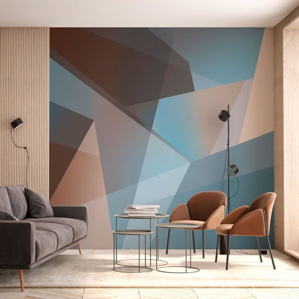 Fototapety abstraktní geometrie v modrých a hnědých tónech, Fototapety abstraktní, w05064 : uwalls.cz