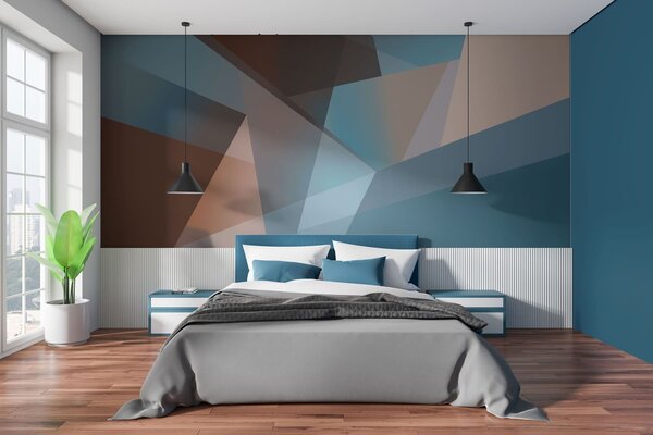 Fototapety abstraktní geometrie v modrých a hnědých tónech, Fototapety abstraktní, w05064 : uwalls.cz