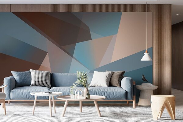 Fototapety abstraktní geometrie v modrých a hnědých tónech, Fototapety abstraktní, w05064 : uwalls.cz