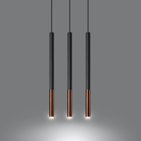 Sollux SL.0889 - Lustr na lanku MOSAIC 3xG9/12W/230V černá/měď