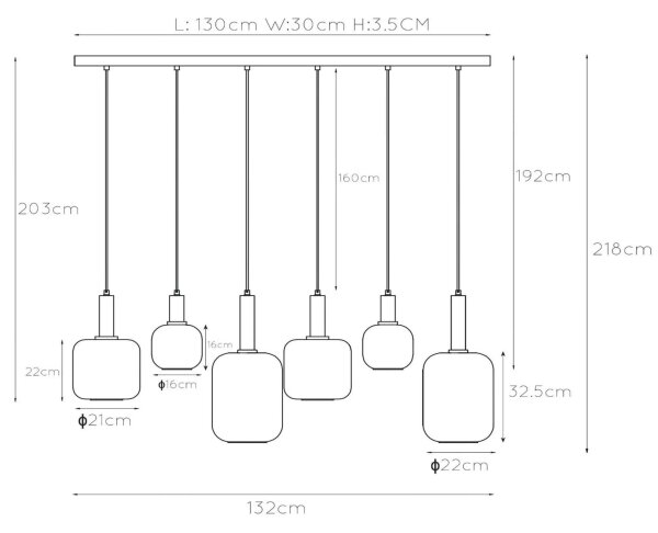 Lucide 45494/06/65 - Lustr na lanku JOANET 6xE27/40W/230V