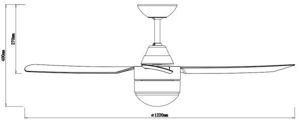 BAYSIDE 531018 - Stropní ventilátor MEGARA 2xE14/15W/230V černá + DO