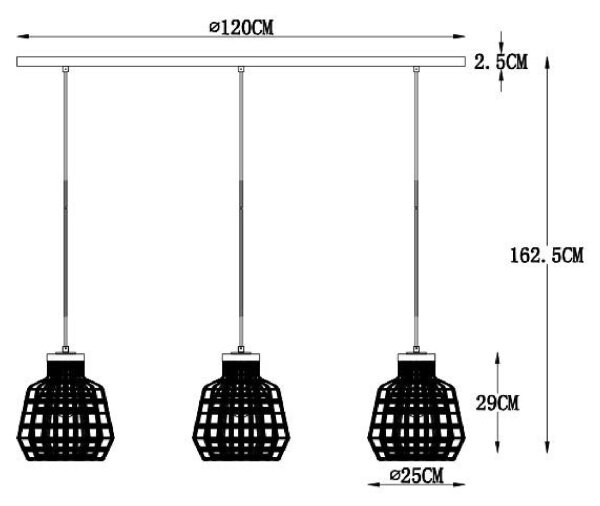 Lucide 02406/03/36 - Lustr na lanku FIONA 3xE27/60W/230V