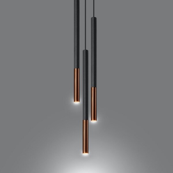 Sollux SL.0890 - Lustr na lanku MOSAIC 3xG9/12W/230V černá/měď