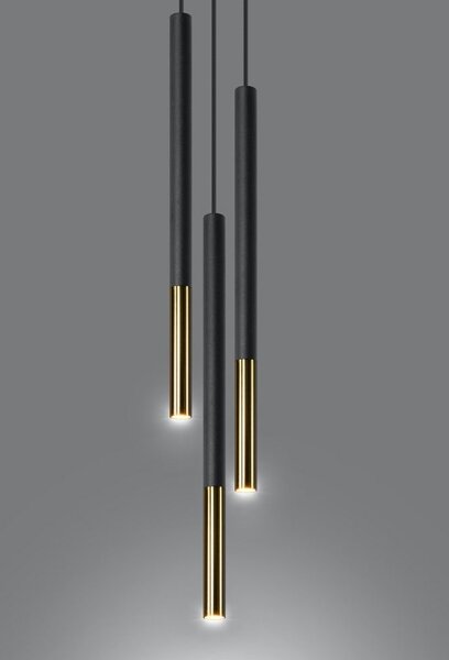 Sollux SL.0893 - Lustr na lanku MOSAIC 3xG9/12W/230V černá/zlatá