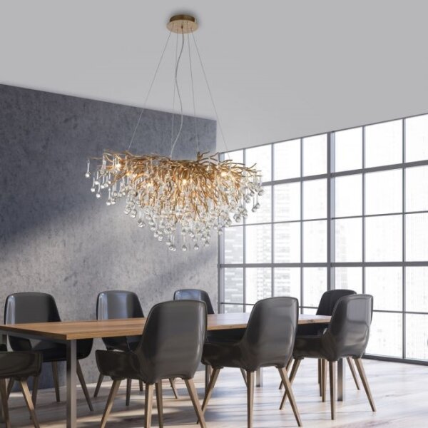 Paul Neuhaus 2192-11 - Lustr na lanku ICICLE 10xG9/40W/230V 50x100 cm mosaz