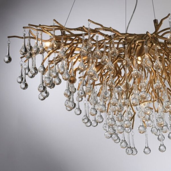 Paul Neuhaus 2192-11 - Lustr na lanku ICICLE 10xG9/40W/230V 50x100 cm mosaz