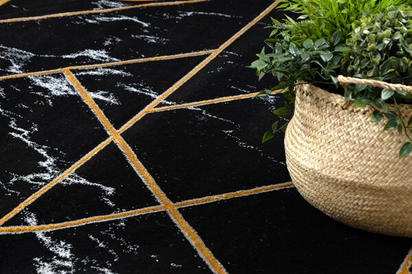 Makro Abra Kulatý koberec EMERALD 2000 Luxusní moderní geometrický černý zlatý Rozměr: průměr 120 cm
