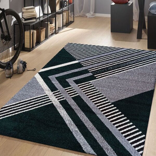 Kobercový ráj Kusový koberec moderní OTTO 03 Geometrický šedý zelený Rozměr: 120x170 cm