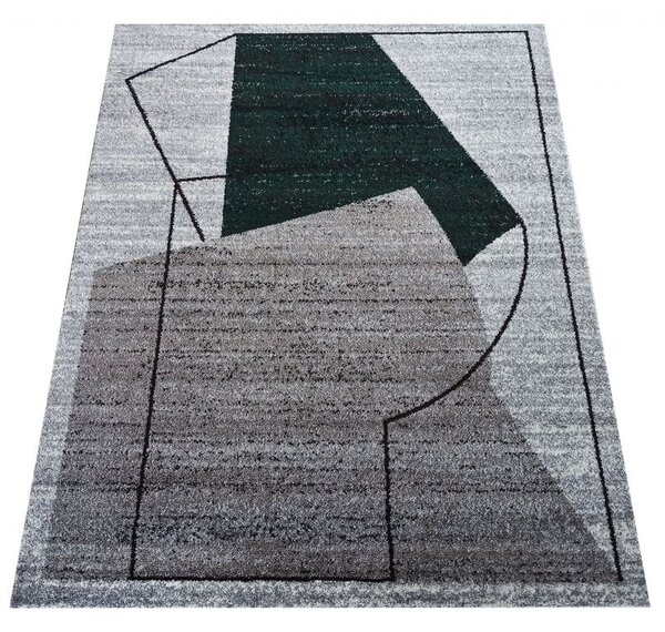 Makro Abra Kusový koberec moderní OTTO 06 Geometrický šedý zelený Rozměr: 120x170 cm