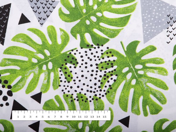 Biante Bavlněný povlak na polštář Sandra SA-175 Zelené listy Monstera 30 x 50 cm