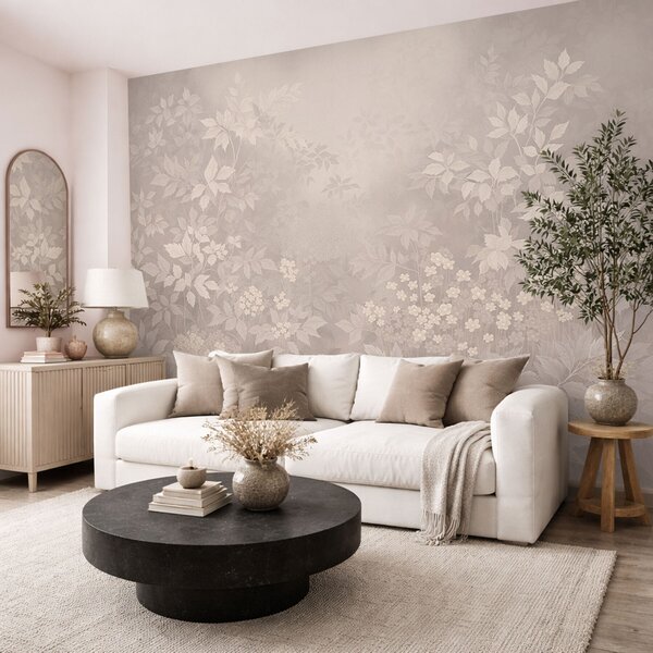 Fototapety Lehký botanický ornament s listy a malými květy, Tapety Unikátní, w05115 : uwalls.cz