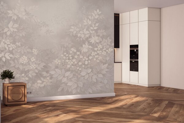 Fototapety Lehký botanický ornament s listy a malými květy, Tapety Unikátní, w05115 : uwalls.cz